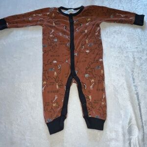 Brown and Black Footies One Piece with contents and animals